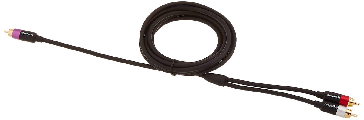 Amazon Basics 2 RCA Cables for Amplifier, Active Speakers or Subwoofer, 1.2 m, Black