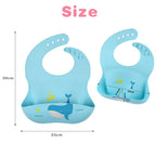 Vicloon Silicone Baby Bib, Baby Weaning Bibs, Waterproof Baby Feeding Bibs Adjustable with Wide Food Catcher Pocket Unisex Toddler Bibs
