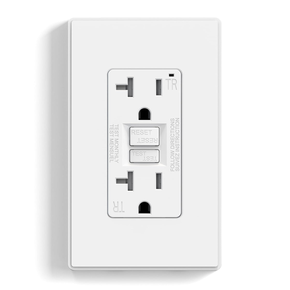 ELEGRP GFCI Outlet 20 Amp, Self-Test GFI Electrical Outlet with Thinner Design, TR Tamper Resistant GFCI Receptacle, Ground Fault Circuit Interrupters with Wall Plate, UL Listed, Light Almond, 1 Pack