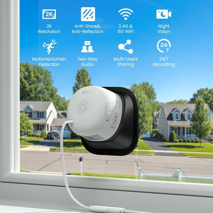 wansview 5G Window Security Camera - 2K Indoor Camera for Home Security, K1
