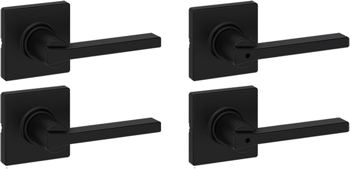 Kwikset Casey Privacy Door Lever with Lock, Matte Black