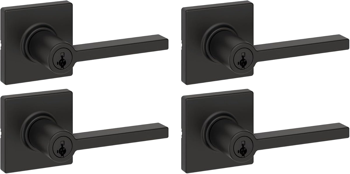 Kwikset Casey Privacy Door Lever with Lock, Matte Black