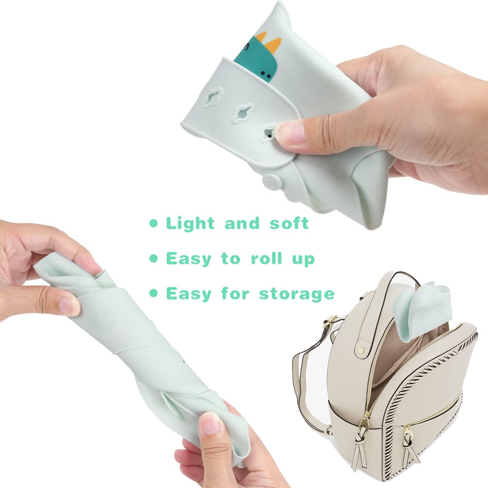 Vicloon Silicone Baby Bib, Baby Weaning Bibs, Waterproof Baby Feeding Bibs Adjustable with Wide Food Catcher Pocket Unisex Toddler Bibs