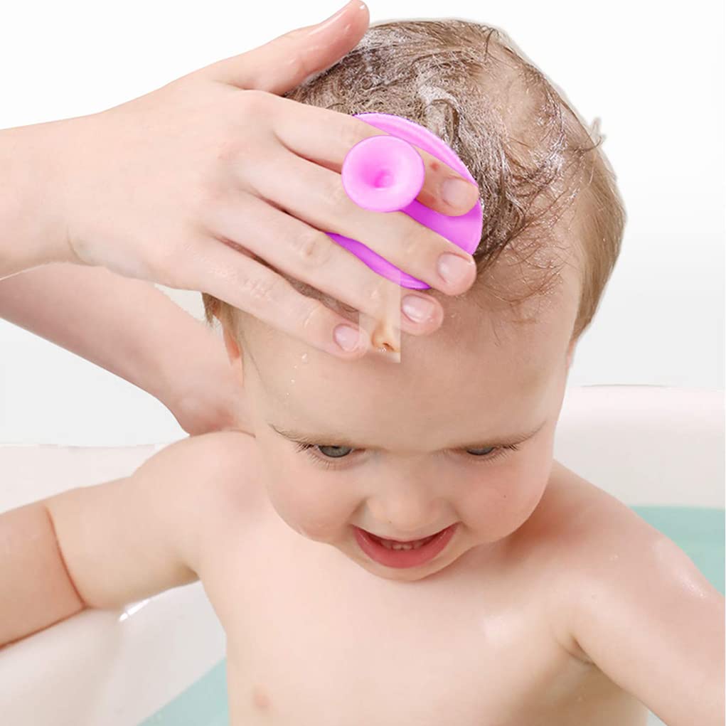 Baby Bath Brush, Baby Cradle Cap Brush, Silicone Massage Brush, Silicone Scrubbers Exfoliator Brush, Baby Skin Scrubbers Essential for Dry Skin, Cradle Cap and Eczema 2 Pack (Small-Blue&Green)