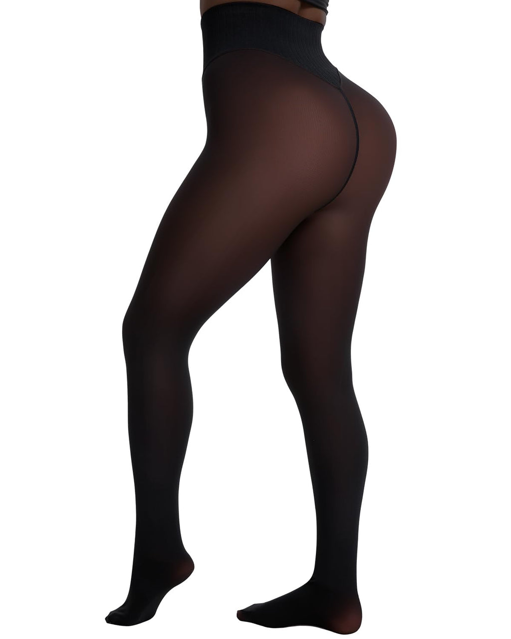 Fleece Lined Tights Leggings Women High Waist Sheer Thermal Tights