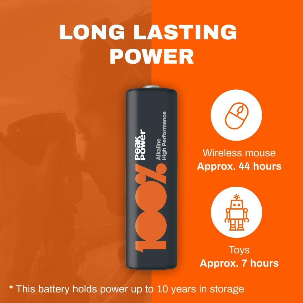 100PP AA Batteries 40 Pack | Alkaline 1.5V, 10-Year Shelf Life