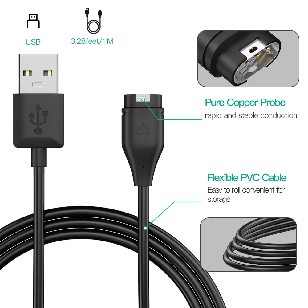 AWINNER Compatible for Garmin Watch Charger Cable (2 Pack)