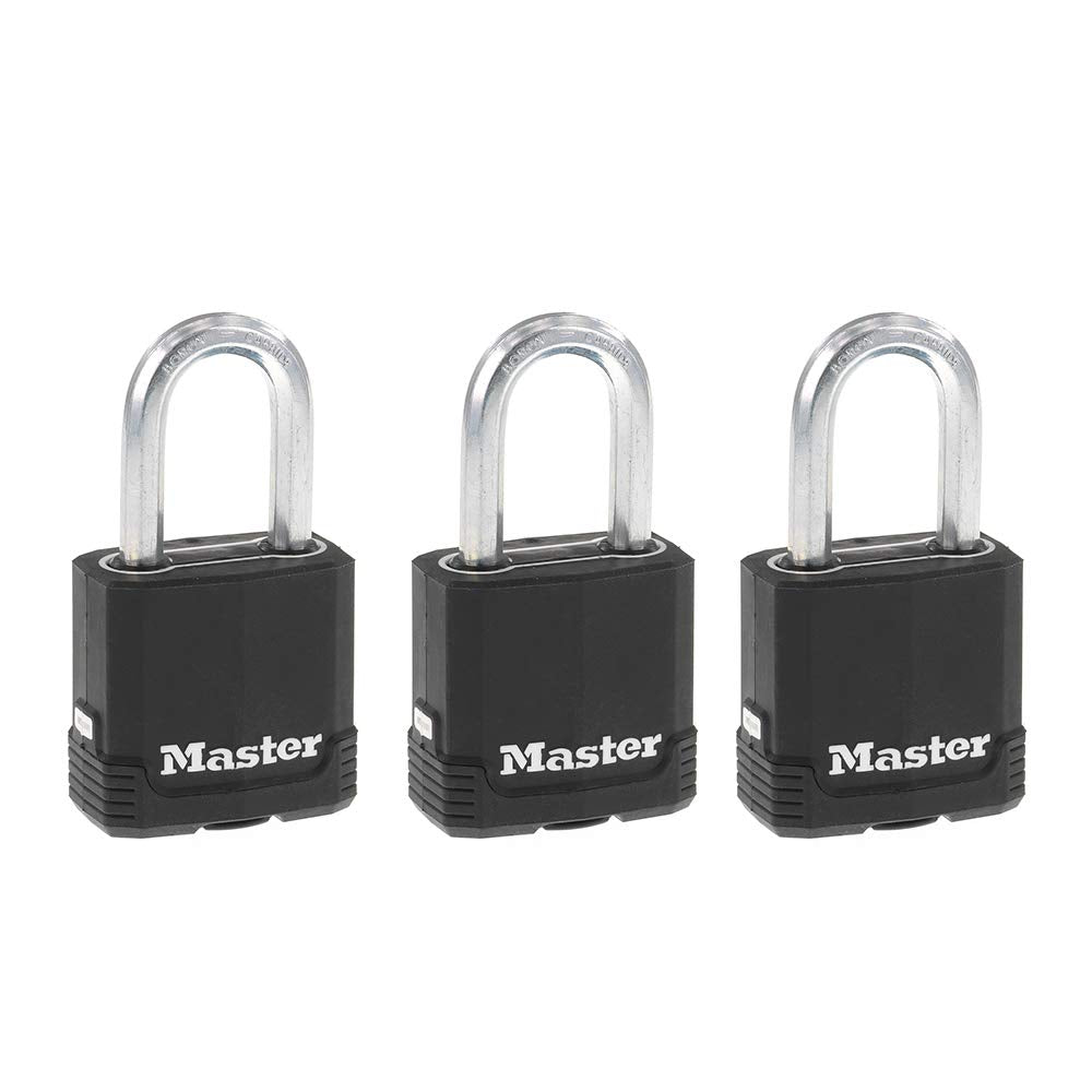 Master Lock Magnum Outdoor Padlock, Heavy Duty Keyed Lock M115XDLF, Black