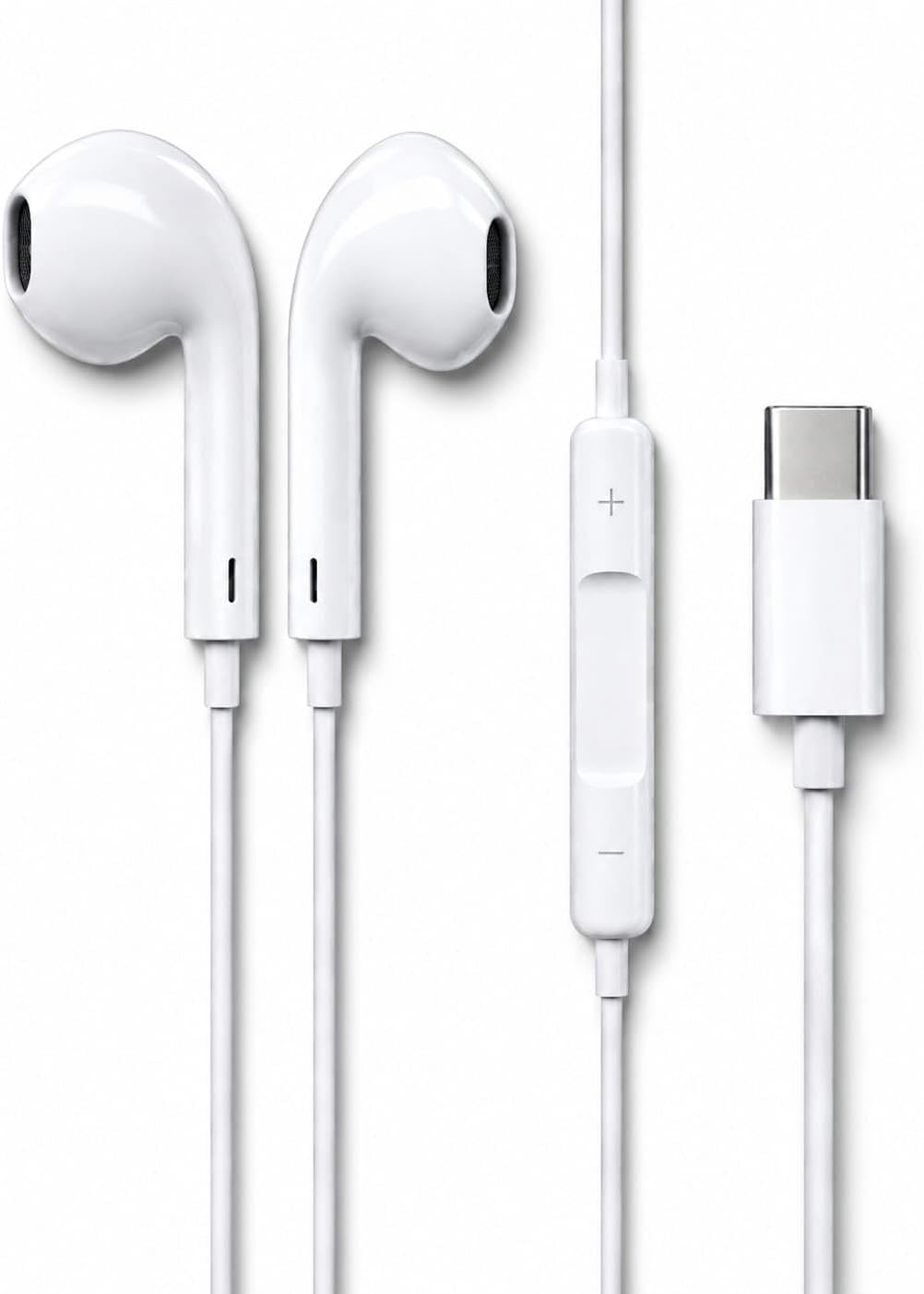 USB-C Wired Earphones with Microphone, In-Ear USB C Headphones, Stereo Earbuds with Mic, Wired Earphones for Samsung Galaxy, iPhone 15 Series, Google Pixel, iPad & USB-C Devices (1 Pack)
