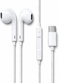 USB-C Wired Earphones with Microphone, In-Ear USB C Headphones, Stereo Earbuds with Mic, Wired Earphones for Samsung Galaxy, iPhone 15 Series, Google Pixel, iPad & USB-C Devices (1 Pack)