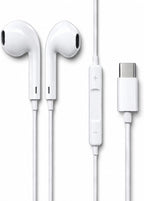 USB-C Wired Earphones with Microphone, In-Ear USB C Headphones, Stereo Earbuds with Mic, Wired Earphones for Samsung Galaxy, iPhone 15 Series, Google Pixel, iPad & USB-C Devices (1 Pack)