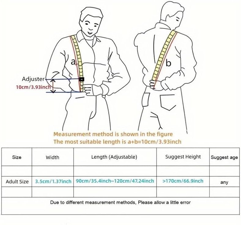 Boolavard Braces/Suspenders One Size Fully Adjustable Y Shaped With Strong Clips