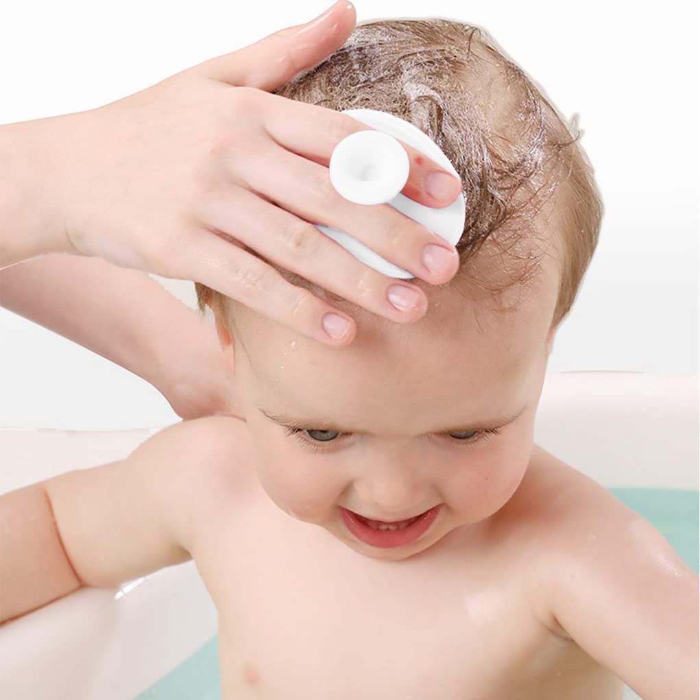 Baby Bath Brush, Baby Cradle Cap Brush, Silicone Massage Brush, Silicone Scrubbers Exfoliator Brush, Baby Skin Scrubbers Essential for Dry Skin, Cradle Cap and Eczema 2 Pack (Small-Blue&Green)