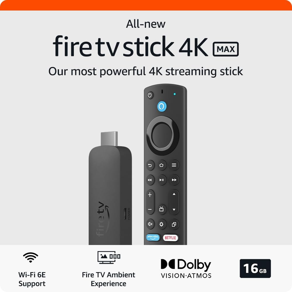 Certified Refurbished Amazon Fire TV Stick 4K Max streaming device | supports Wi-Fi 6E, Ambient Experience