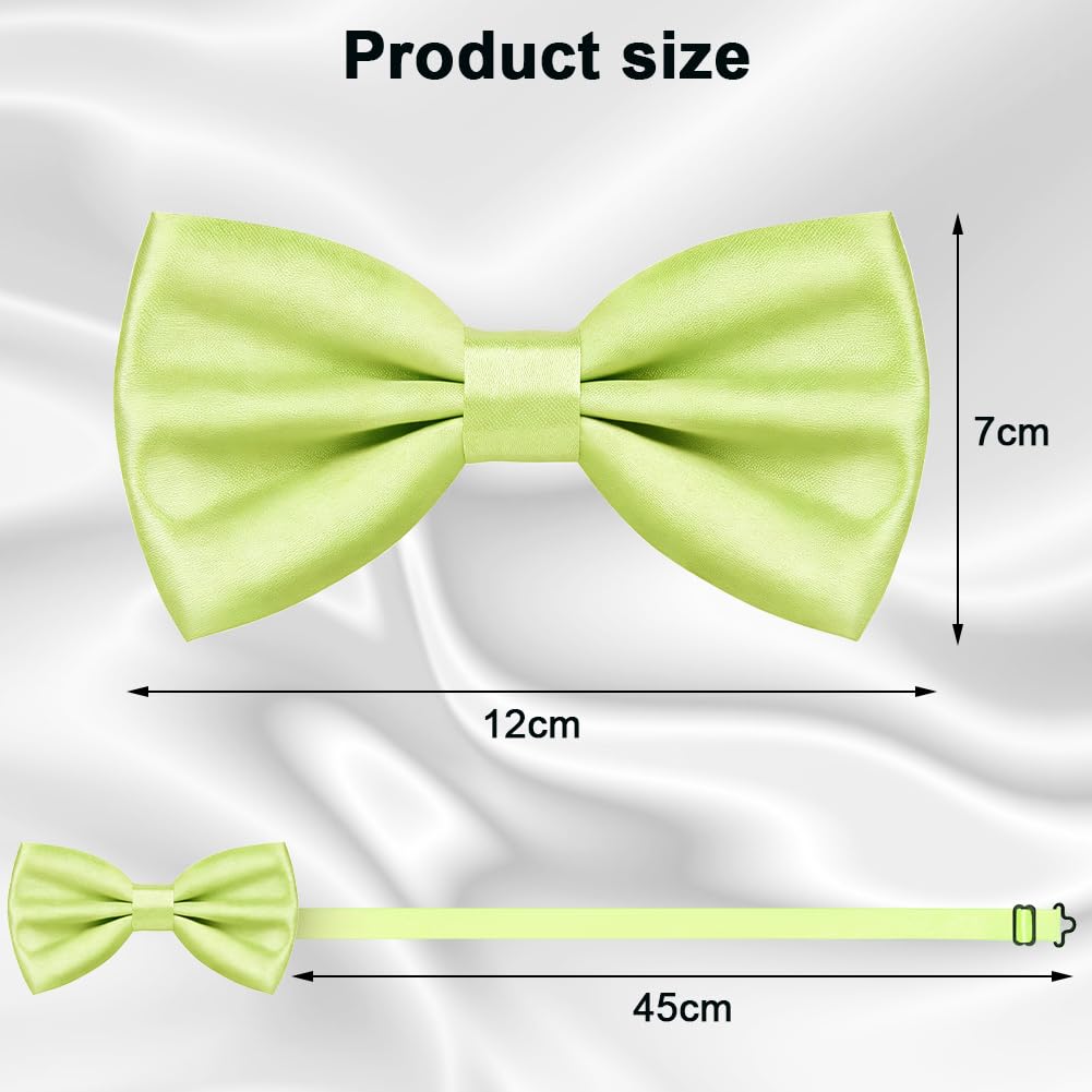 URAQT Men Pre-Tied Solid Satin Bow Tie, Adjustable Formal Bowtie