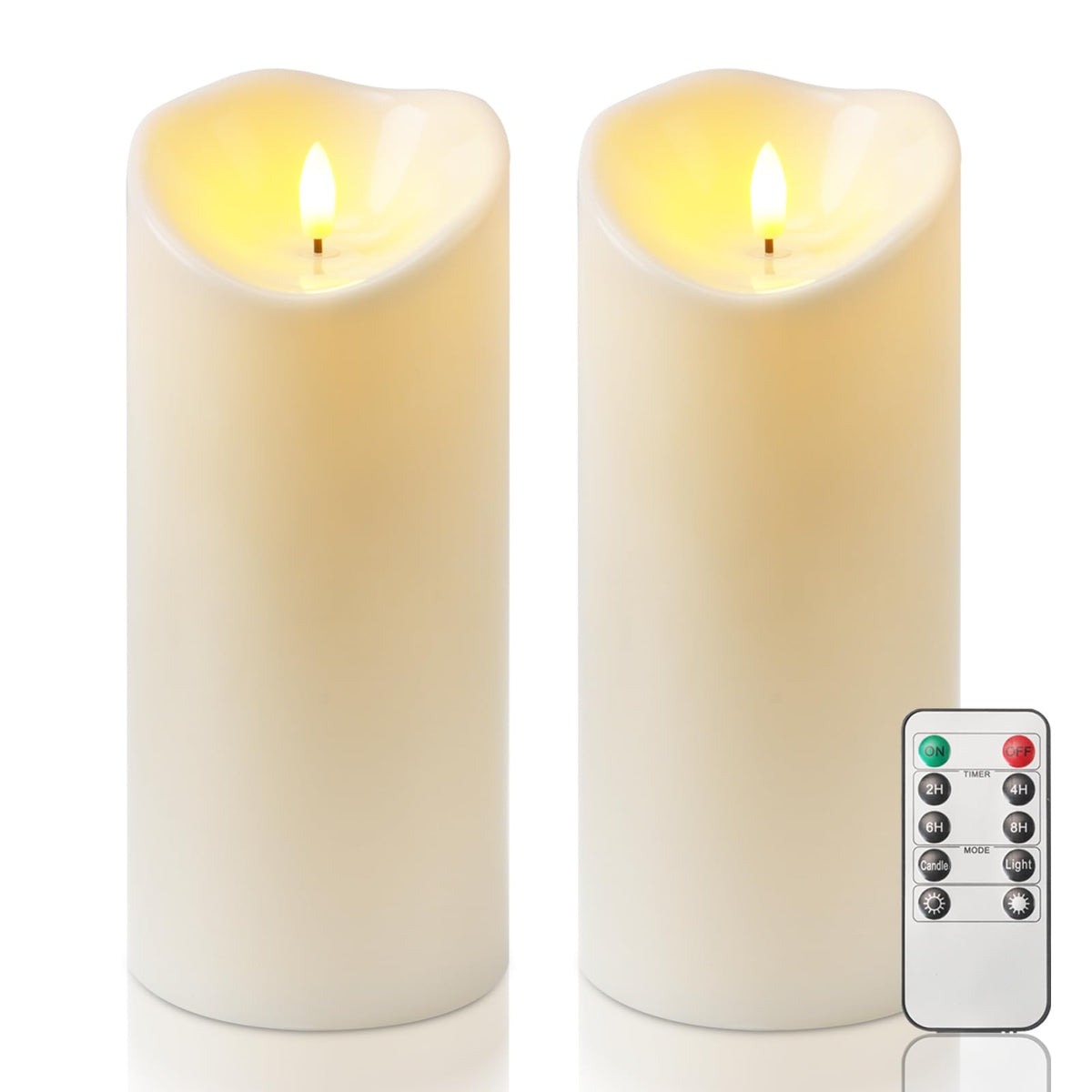 Homemory Orange Drip Real Wax Flameless Candles with Remote Timer, Set of 3