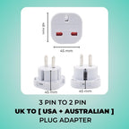 Double Dragon 2-Pack UK Electric Toothbrush & Shaver Plug Adapter | 2-Pin to 3-Pin Bathroom Converter | Supports UK EU Round & US Flat 2-Pin Plugs | 1A Fused | Compatible with Oral-B, Braun, Philips