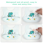 Vicloon Silicone Baby Bib, Baby Weaning Bibs, Waterproof Baby Feeding Bibs Adjustable with Wide Food Catcher Pocket Unisex Toddler Bibs