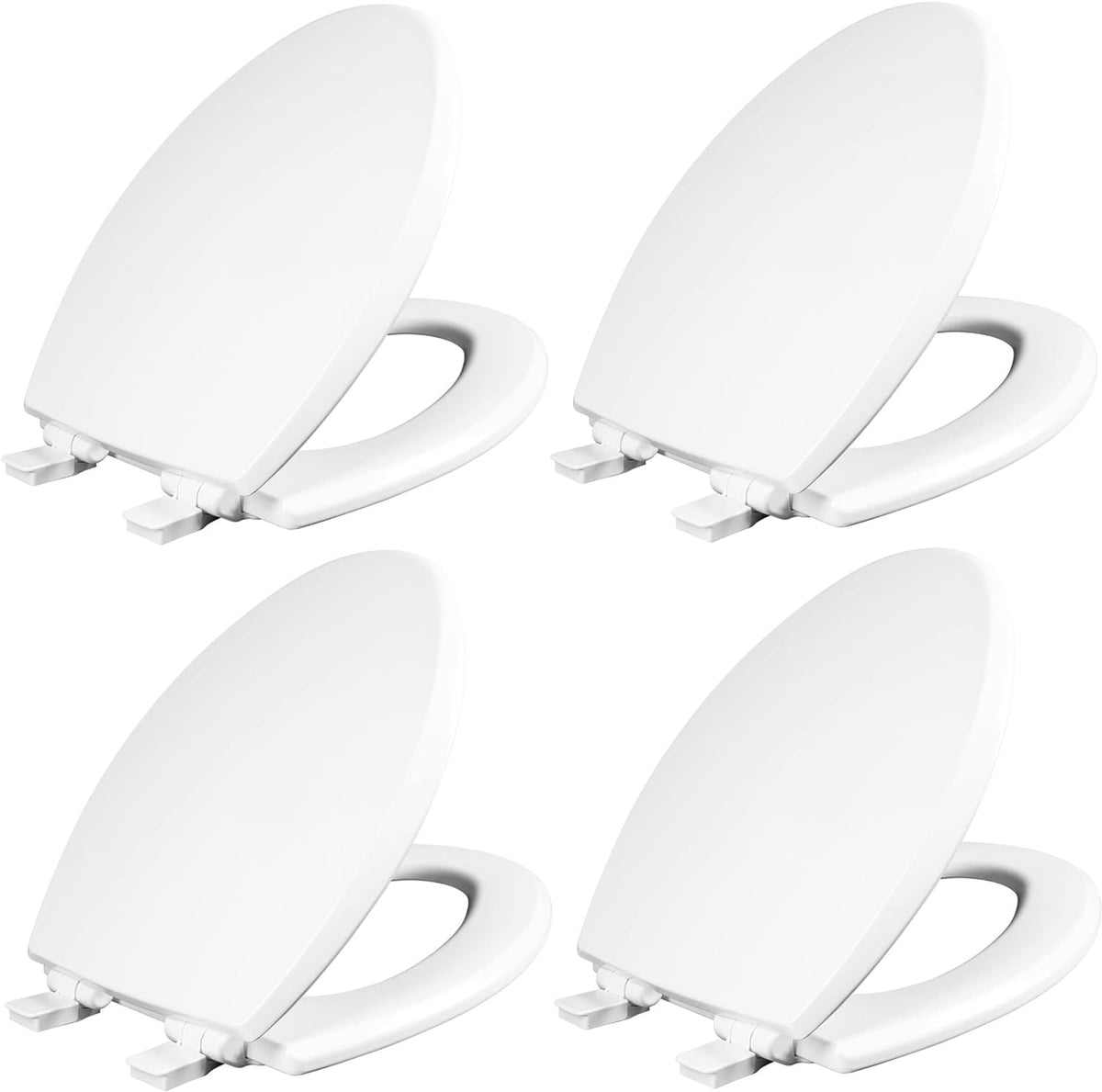 Mayfair Cassel slow close toilet seat, easy clean non-slip premium wood seat, install, made in USA, elongated, white
