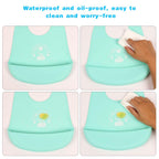 Vicloon Silicone Baby Bib, Baby Weaning Bibs, Waterproof Baby Feeding Bibs Adjustable with Wide Food Catcher Pocket Unisex Toddler Bibs
