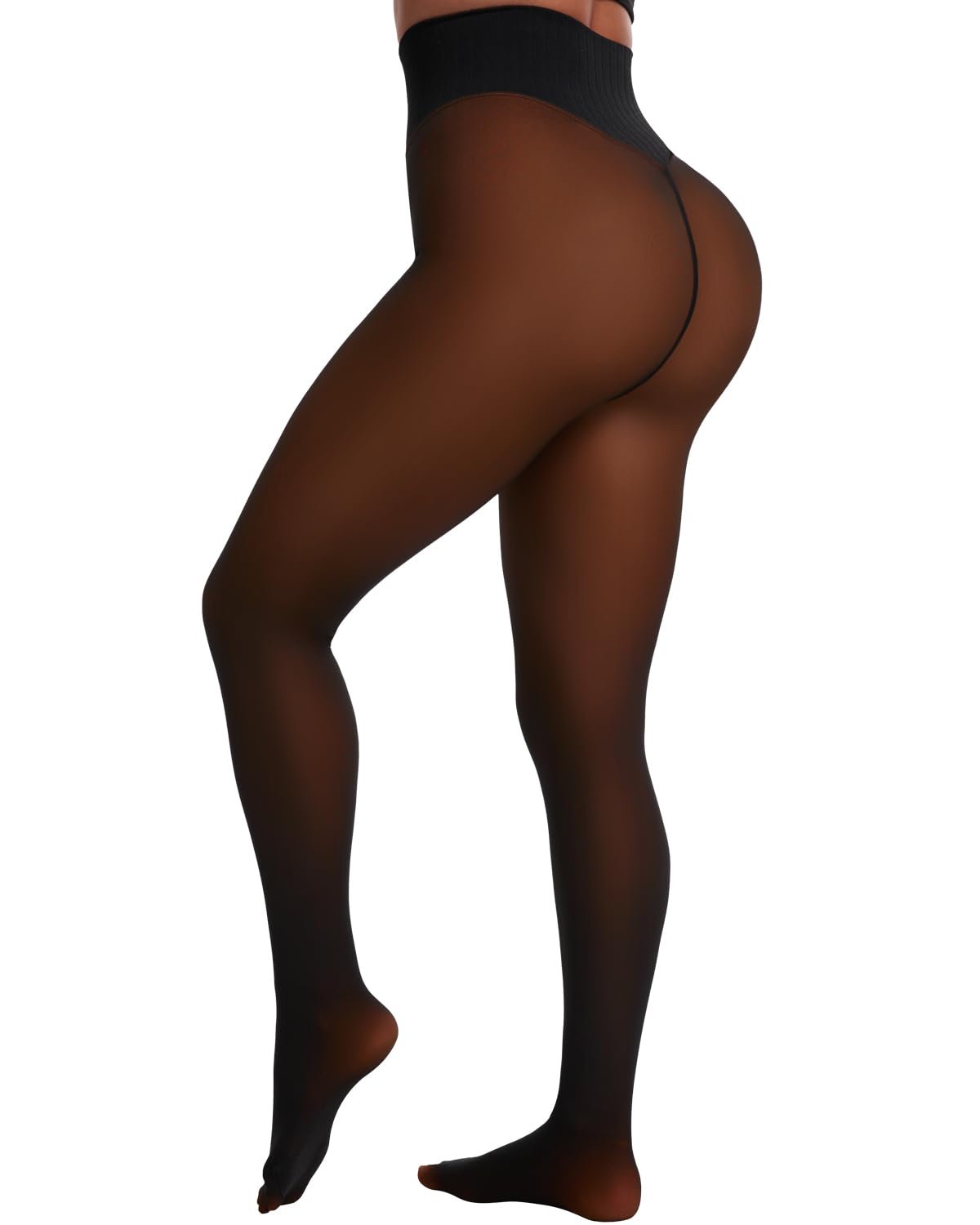 Fleece Lined Tights Leggings Women High Waist Sheer Thermal Tights