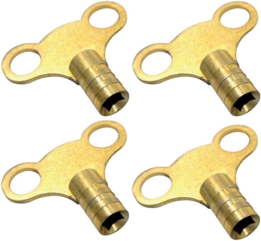 Radiator Plumbing Bleed Bleeding Key Keys Solid Brass Vent Venting Air Valve (Pack of 4)