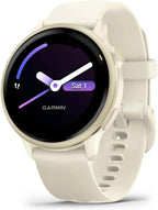 Garmin vívoactive 6, 42mm GPS smartwatch, AMOLED touchscreen, all-day health monitoring, personalised fitness features, advanced sleep coaching, Music, up to 11 days battery life, Bone/Lunar Gold
