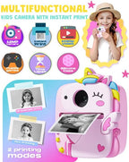 Kids Camera Instant Print,1080P Kids Digital Camera,Girls Gifts Toys Age 3+