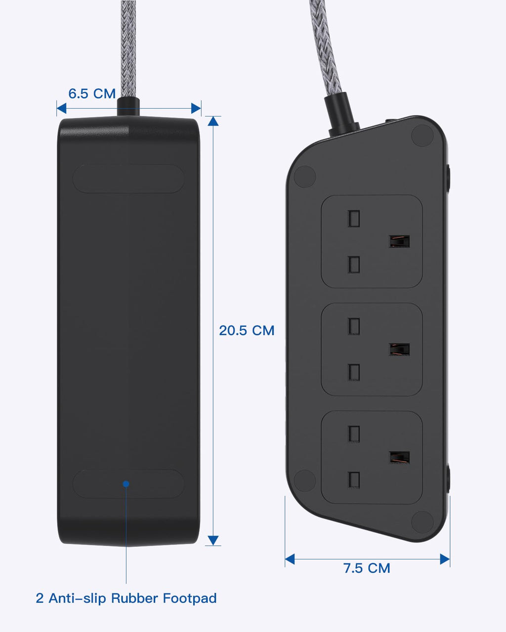 Extension Lead with USB Slots, 6 Way Outlets 5 USB (5A, 3 USB- C Port),1.6M