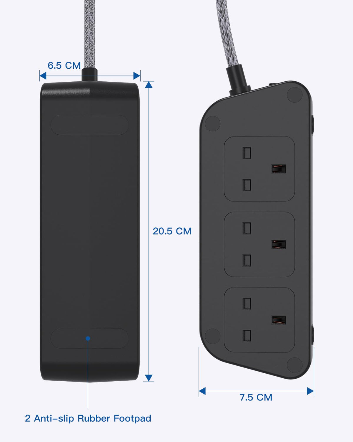 Extension Lead with USB Slots, 6 Way Outlets 5 USB (5A, 3 USB- C Port),1.6M