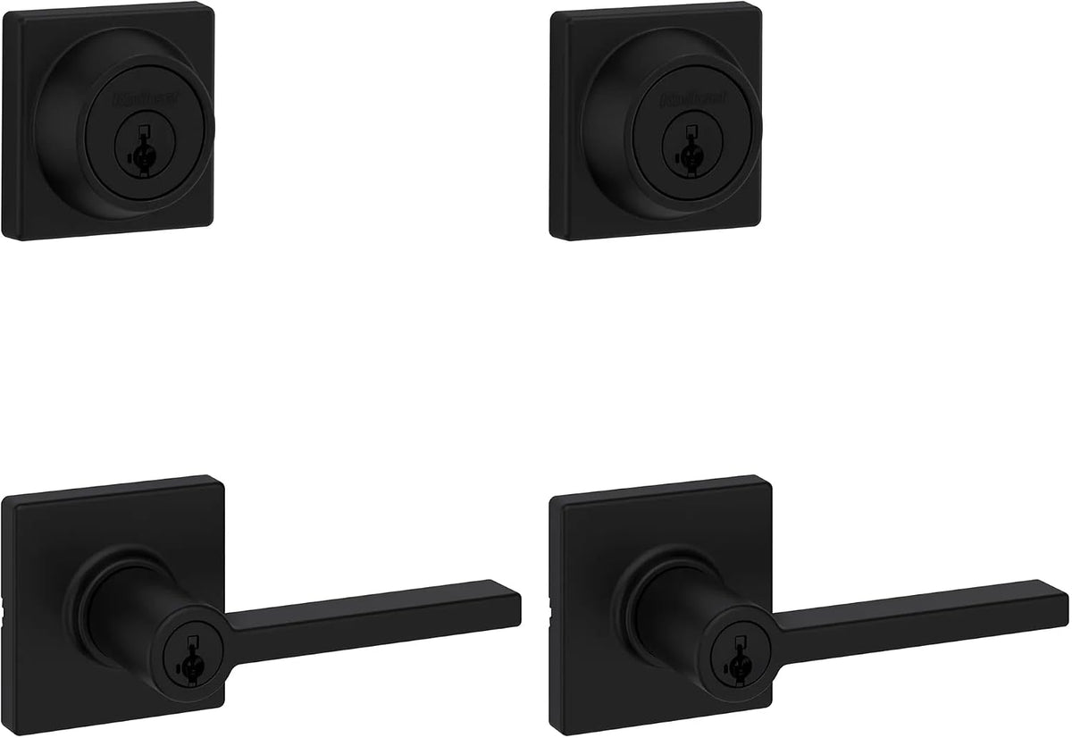 Kwikset Casey Privacy Door Lever with Lock, Matte Black