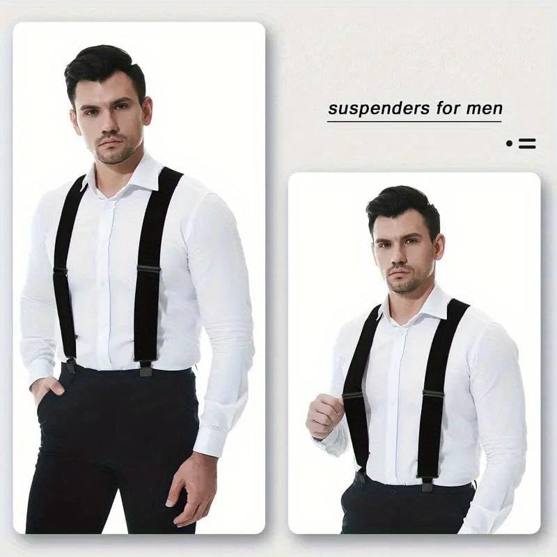 Boolavard Braces/Suspenders One Size Fully Adjustable Y Shaped With Strong Clips