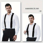 Boolavard Braces/Suspenders One Size Fully Adjustable Y Shaped With Strong Clips