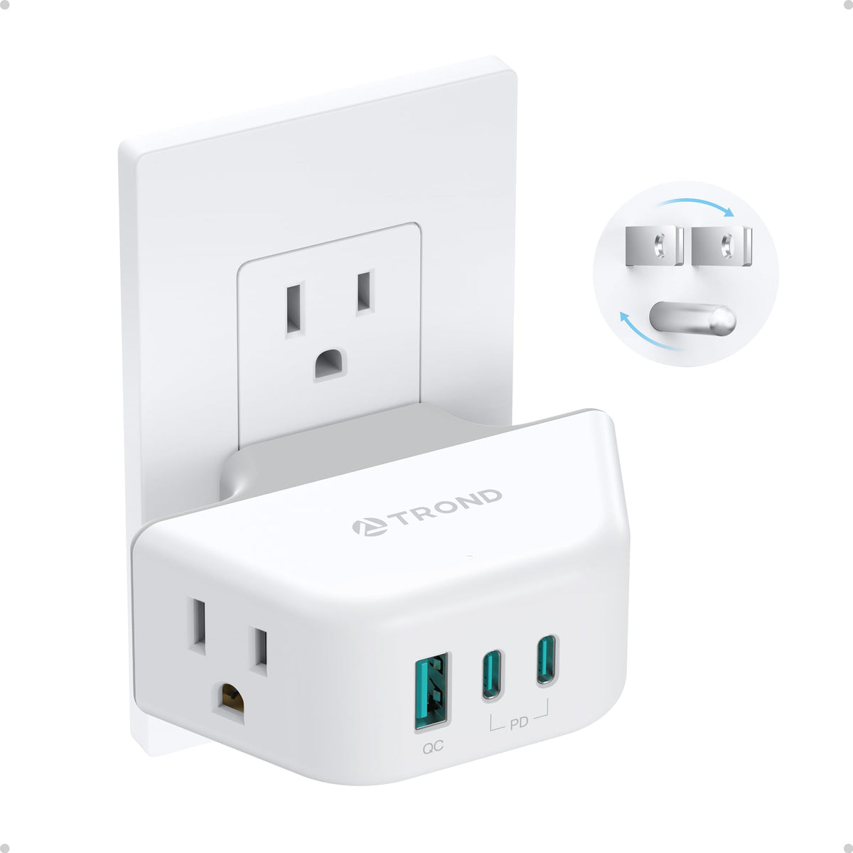 TROND Multi Plug Outlet Extender with USB, 2 Pack Plug Splitter