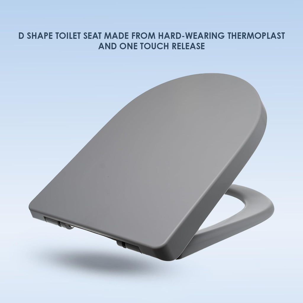 AQUALONA® Premium Thermoplastic Toilet Seat Soft Close Hardwearing Seat with Two Button Hinge Release D Shaped Easy to Clean Simple Installation Top and Bottom Fittings (Blue - D Shape)