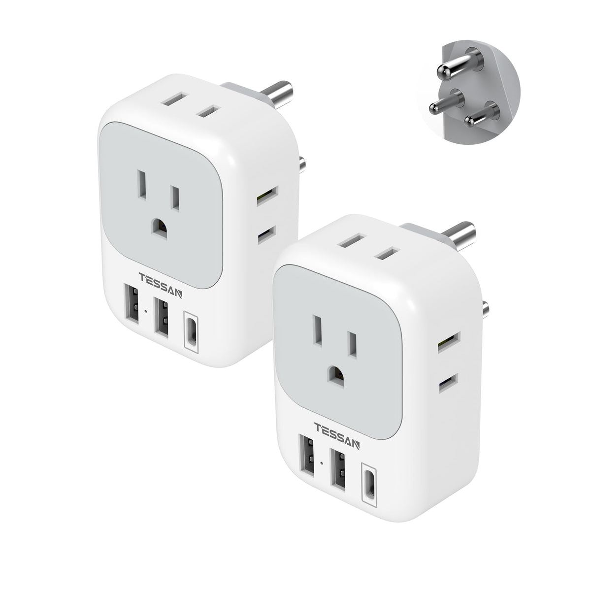 TESSAN European Travel Plug Adapter 2 Pack, Type C Plug