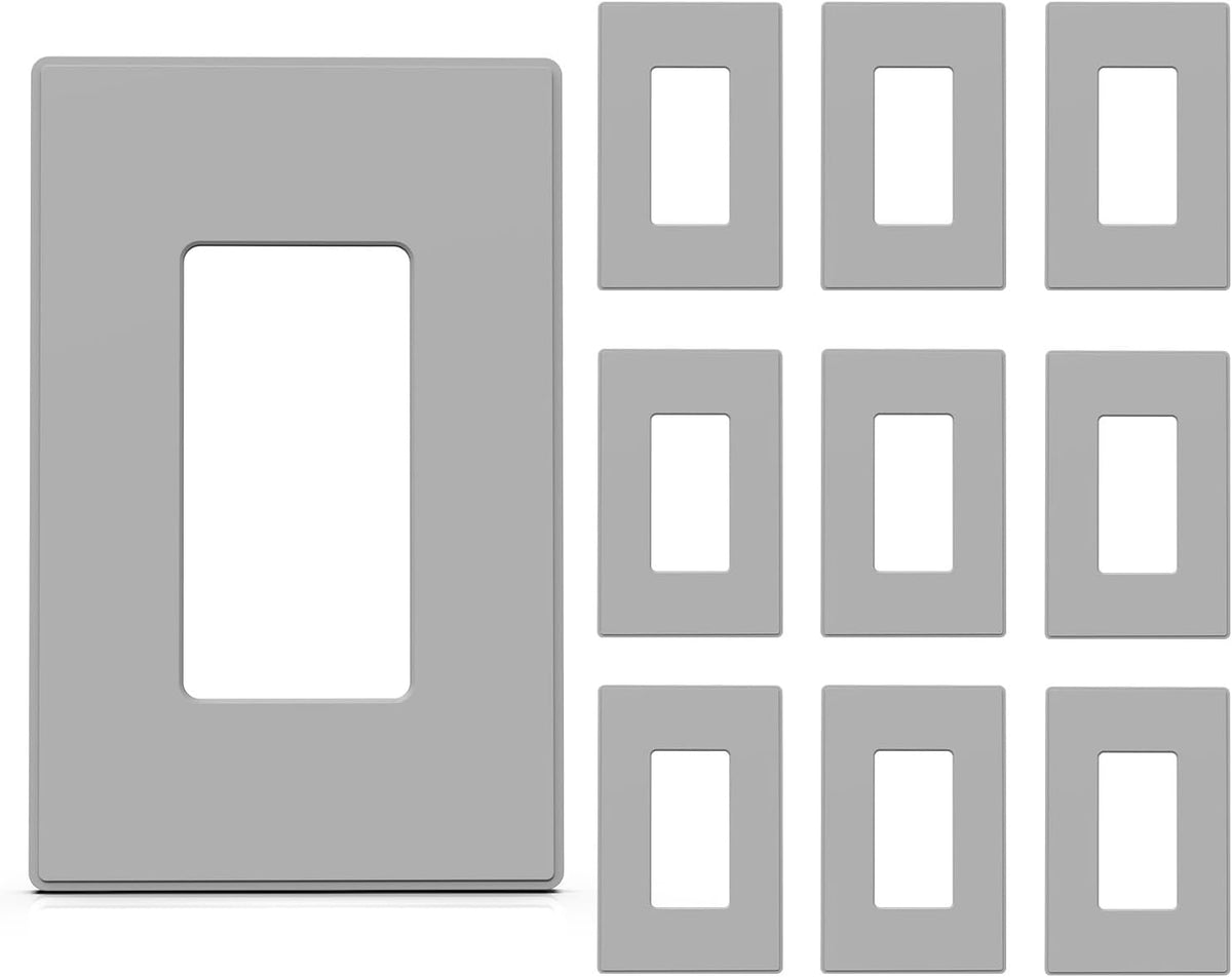 ELEGRP 2-Gang Screwless Decorative Wall Plates, Mid-Size 4.88" height x 4.94" length Unbreakable Thermoplastic Faceplate Cover for Decorator Receptacle Outlet & Switch, UL Listed (5 Pack, Matte White)