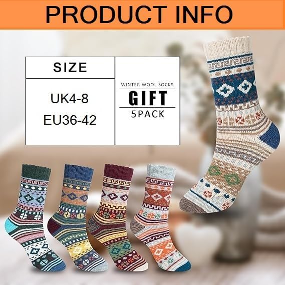 Ladies Socks Wool Thermal Fluffy Gifts For Women 5 Pairs