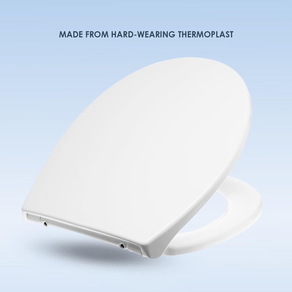 AQUALONA® Premium Thermoplastic Toilet Seat Soft Close Hardwearing Seat with Two Button Hinge Release D Shaped Easy to Clean Simple Installation Top and Bottom Fittings (Blue - D Shape)