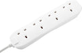 Masterplug Four Socket Extension Lead, 2 Metre Cable, Unswitched, 4-Way Plug Extension Cable, Power Strip, Basic Power, White, 13A, 4G, 2m, BFG210N