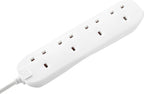Masterplug Four Socket Extension Lead, 2 Metre Cable, Unswitched, 4-Way Plug Extension Cable, Power Strip, Basic Power, White, 13A, 4G, 2m, BFG210N