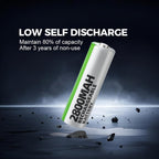 Granicell AAA Rechargeable Batteries (12 Pack), 1100mAh, 1.2V NiMH