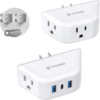 TROND Multi Plug Outlet Extender with USB, 2 Pack Plug Splitter