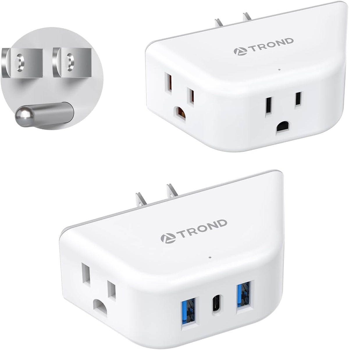 TROND Multi Plug Outlet Extender with USB, 2 Pack Plug Splitter