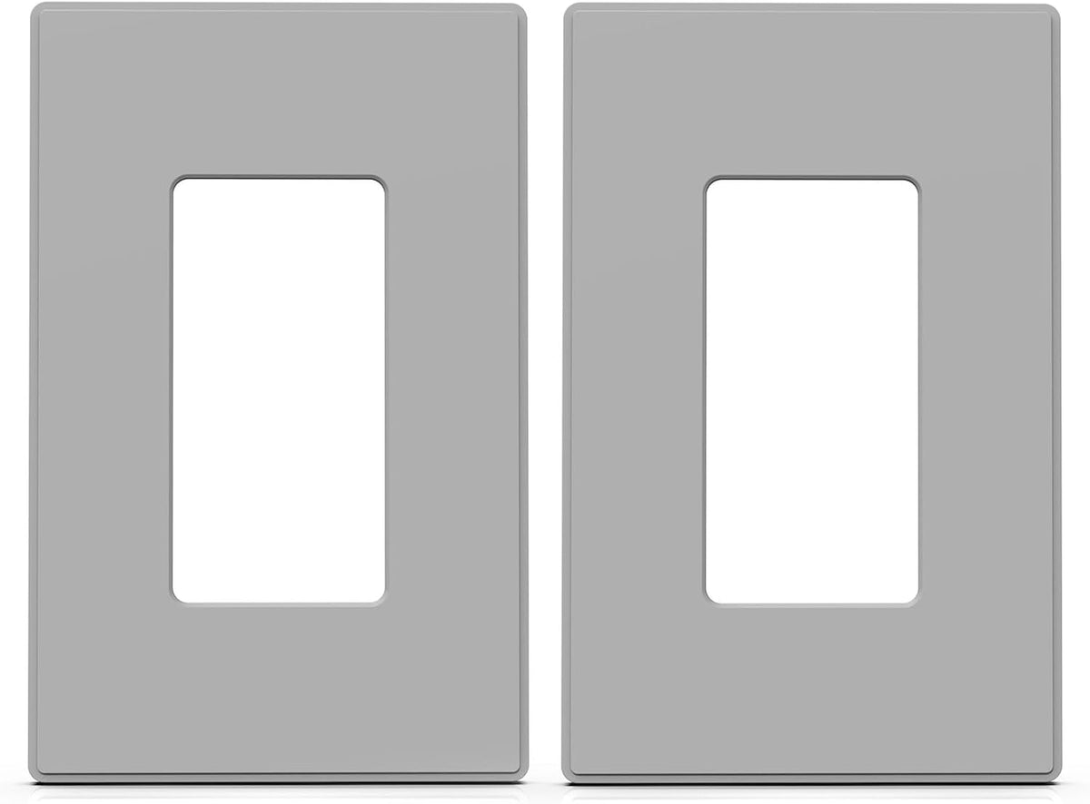 ELEGRP 2-Gang Screwless Decorative Wall Plates, Mid-Size 4.88" height x 4.94" length Unbreakable Thermoplastic Faceplate Cover for Decorator Receptacle Outlet & Switch, UL Listed (5 Pack, Matte White)