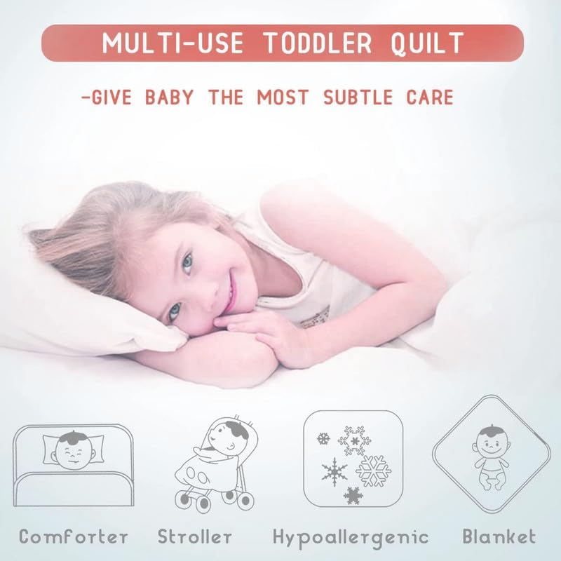 Adam Home 4.5 Tog Toddler Duvet and Pillow Set 100% Microfibre Anti-Allergy Lightweight Cot Bed (Duvet 120x150 cm) & (Pillow 40x60 cm) Hypoallergenic and Machine Washable Cot