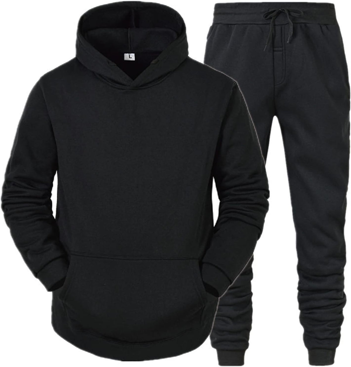 Mens Plain Tracksuit Long Sleeve Hooded Sweatshirt Sweatpants Set Hoodie Joggers Sets 2 Piece Fashion Sweatsuits Activewear Sportswear Men's Clothing UK