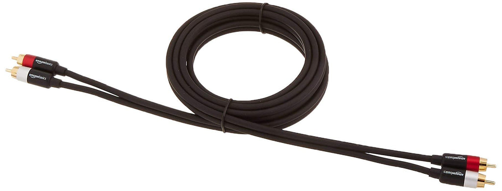 Amazon Basics 2 RCA Cables for Amplifier, Active Speakers or Subwoofer, 1.2 m, Black