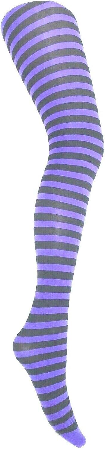 MYSASI Girls Striped Tights – Soft & Stretchy – Ages 6–14 – Perfect for School, Dance, Everyday Wear & Halloween - Kids Striped Machine washable tights - Halloween and party tights for kids