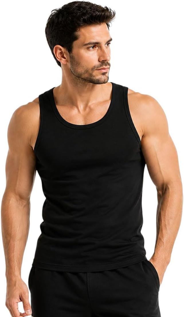 ITRAT Men's Cotton Vests Tank Tops Slim Fit Summer Top Breathable Sleeveless Shirt, Easy Fit Athletic Wear for Workout, Everyday Use and Training Activities (Pack 1, White, XL)